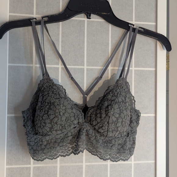 Aerie Sugar Cookie Lace Grey Bralette - Picture 1 of 11